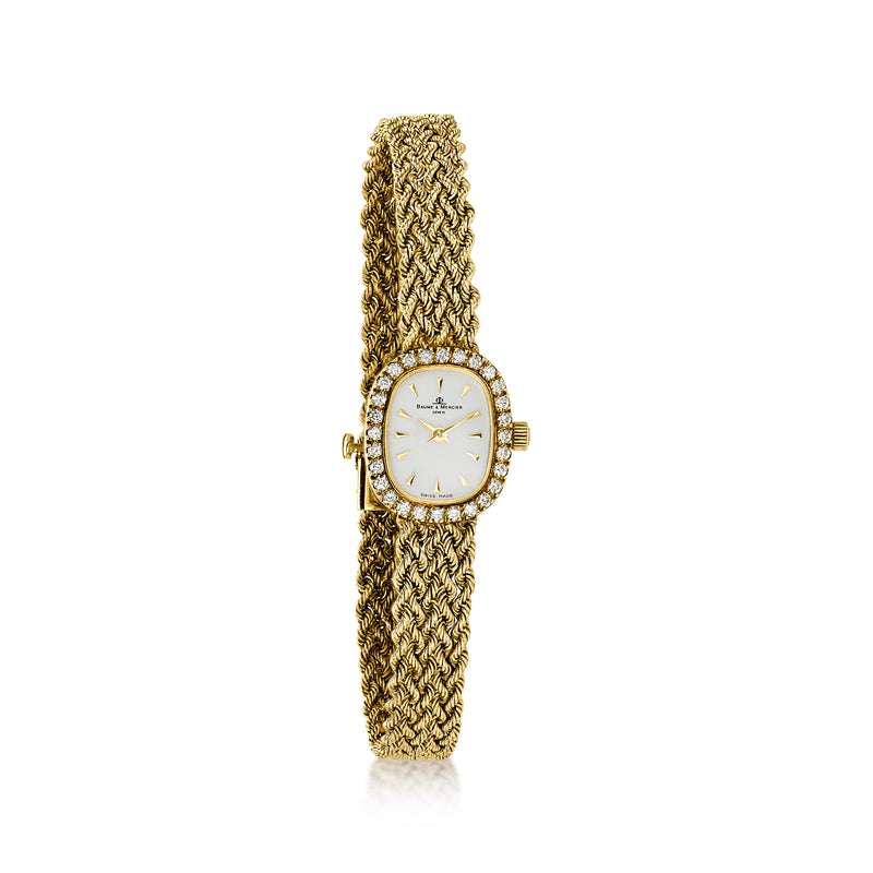 C. 1990 Vintage Baume & Mercier .56 ct. t.w. Diamond Women's Watch in 14kt Yellow Gold. Size 7.25