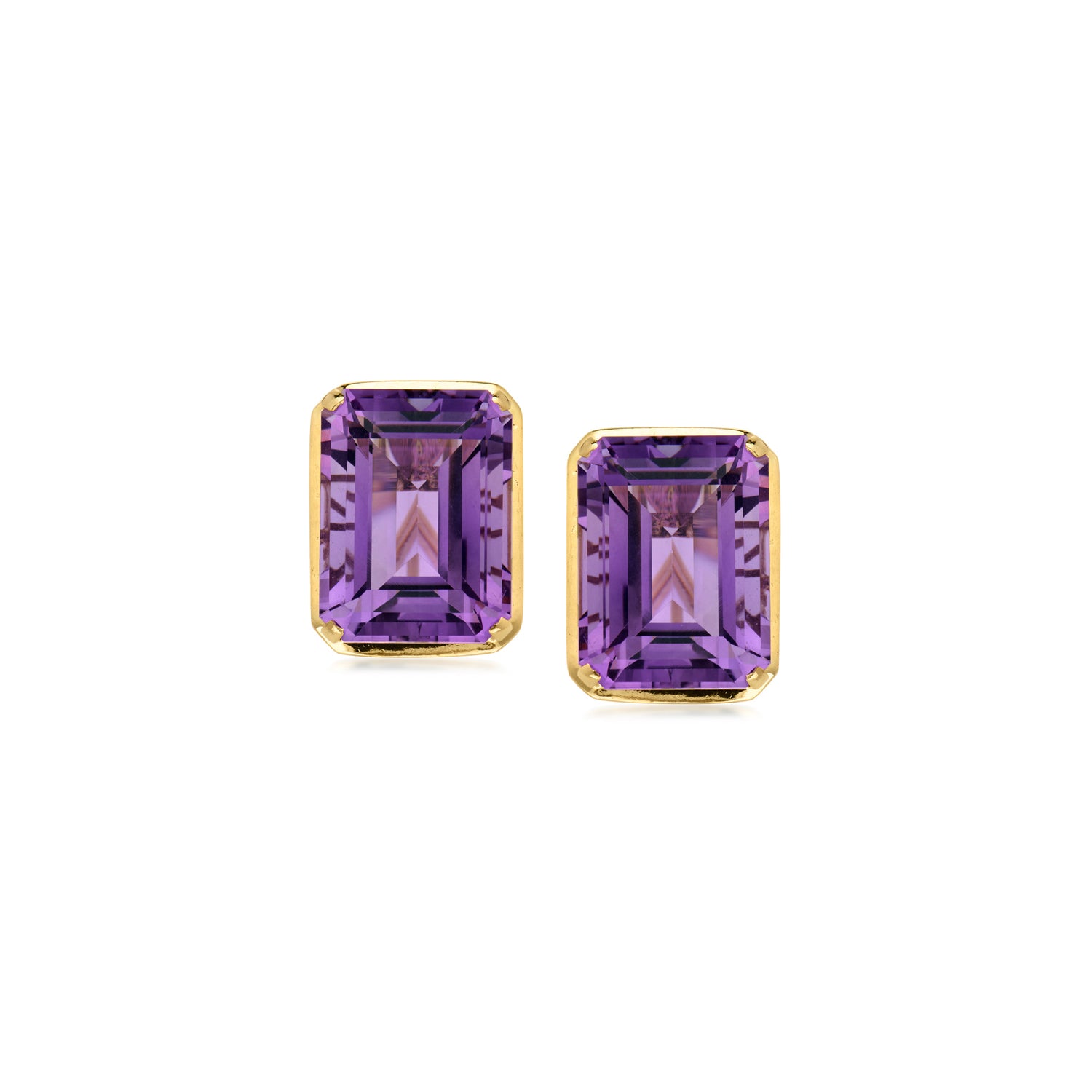 Pre-owned Ross-simons C. 1980 Vintage 23.50 Ct. T.w. Amethyst Earrings In 14kt Yellow Gold