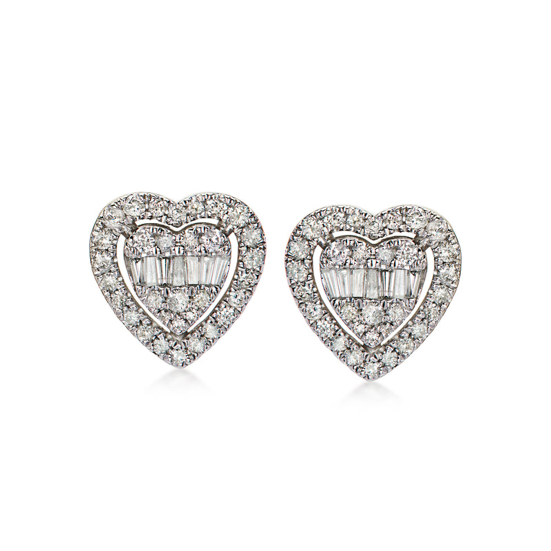 C. 2000 Vintage .85 ct. t.w. Diamond Heart Earrings in 10kt White Gold