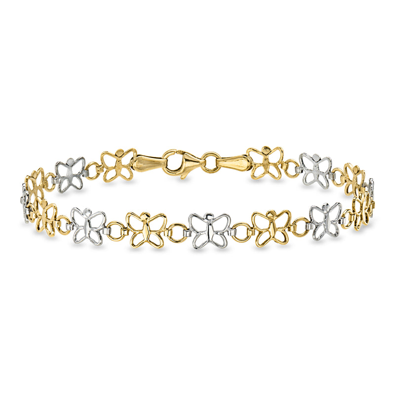 C. 1990 Vintage 14kt Two-Tone Gold Butterfly Bracelet. 7.25"