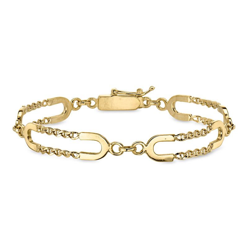 C. 2000 Vintage 14kt Yellow Gold Fancy-Link Bracelet. 7"