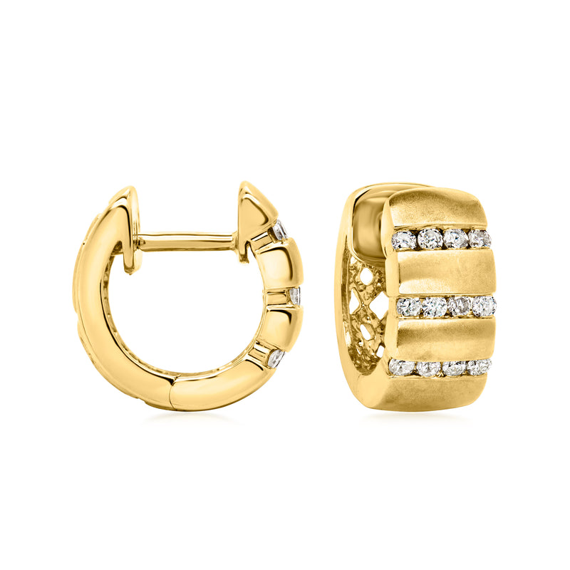 C. 1990 Vintage .24 ct. t.w. Diamond Huggie Hoop Earrings in 14kt Yellow Gold. 7/16"