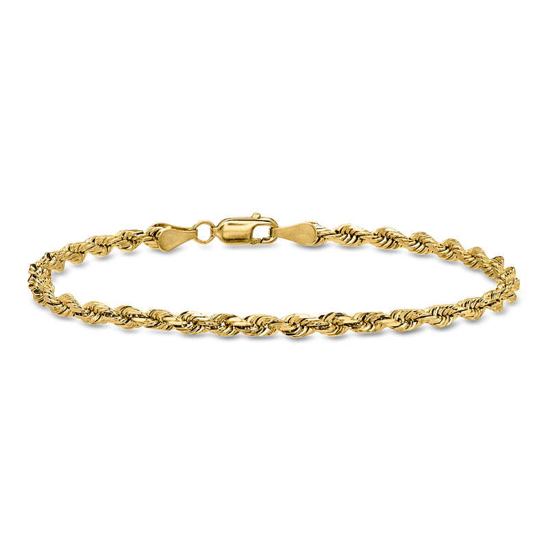 C. 1990 Vintage 2.5mm 14kt Yellow Gold Rope-Chain Bracelet. 7"