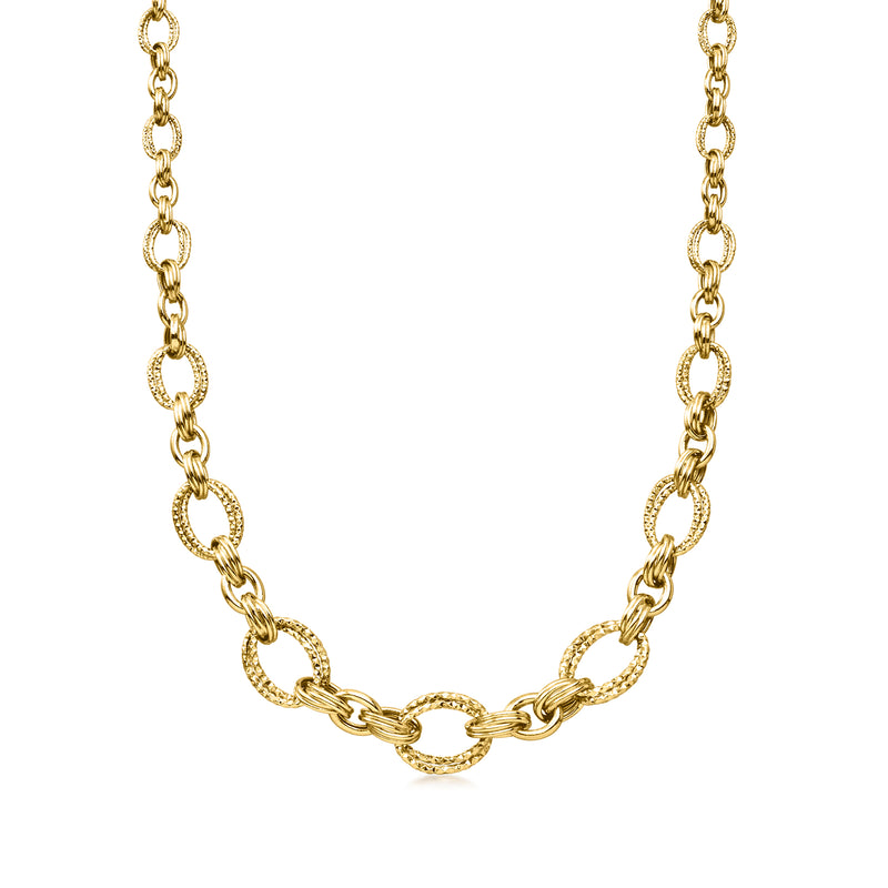 10kt Yellow Gold Graduated Oval-Link Necklace