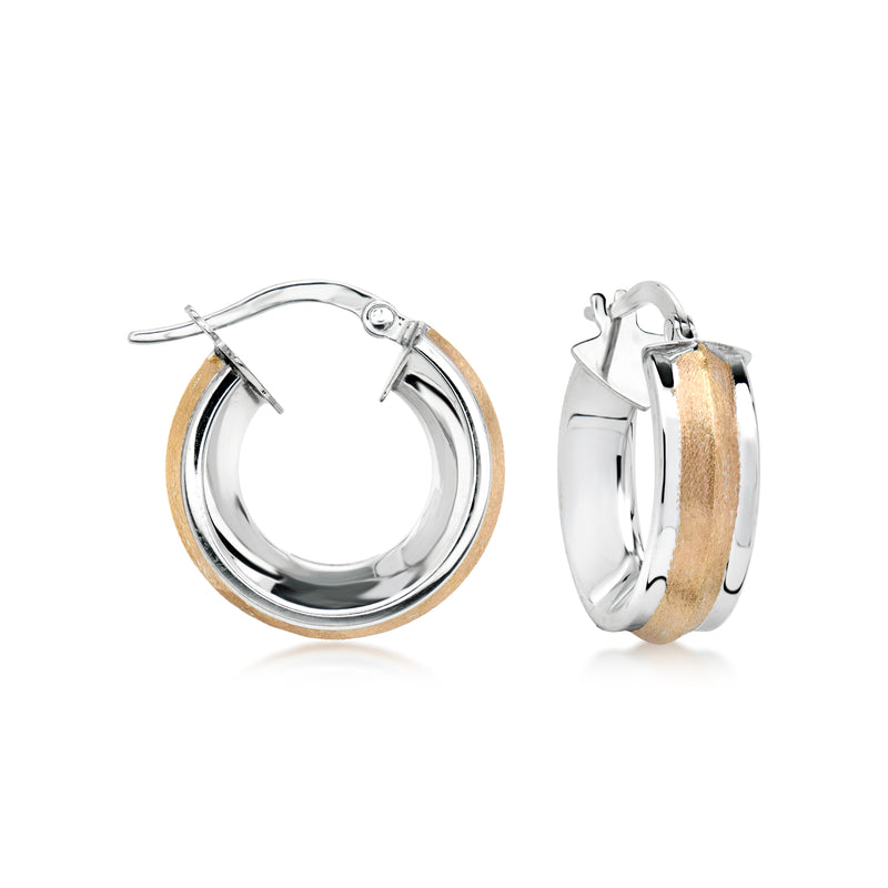 C. 2000 Vintage 14kt Two-Tone Gold Hoop Earrings. 3/4"