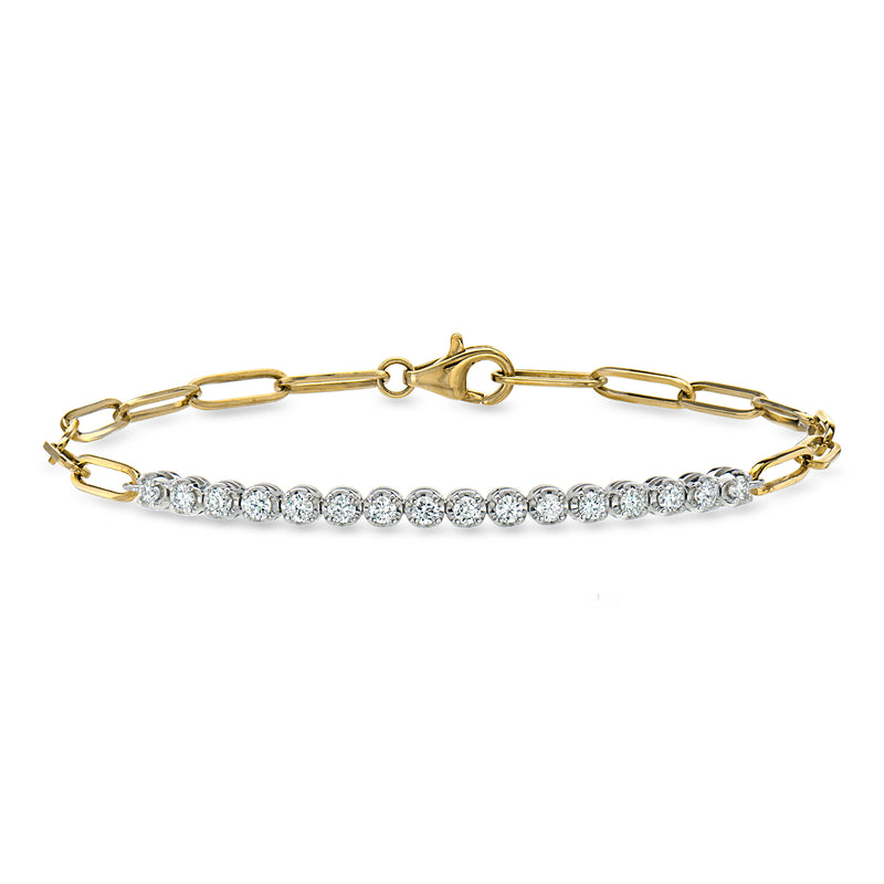C. 2000 Vintage .65 ct. t.w. Diamond and Paper Clip Link Bracelet in 14kt Two-Tone Gold. 7"