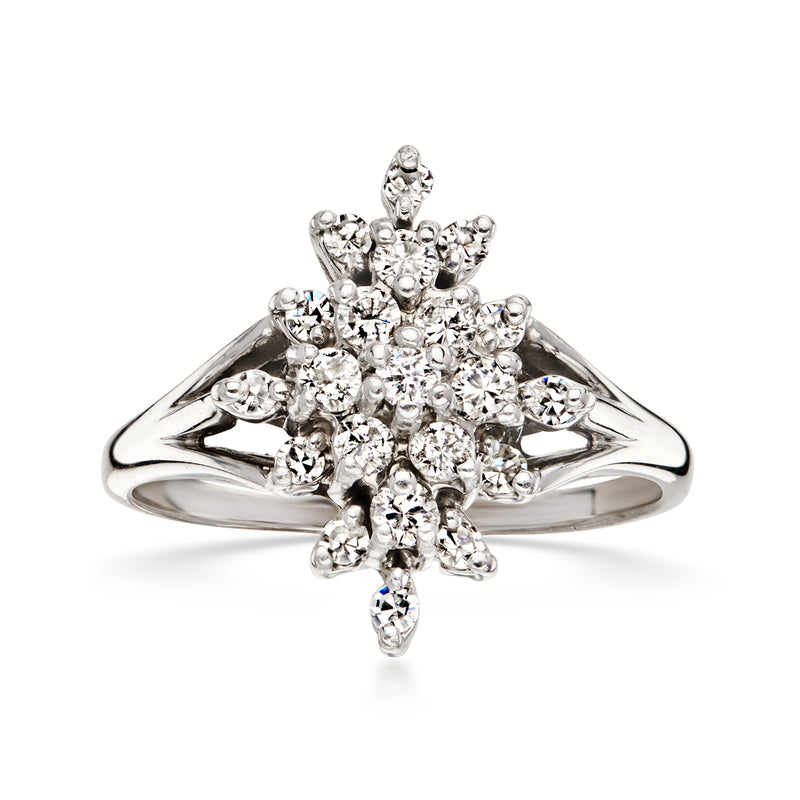 C. 1950 Vintage .33 ct. t.w. Diamond Cluster Ring in 14kt White Gold. Size 6