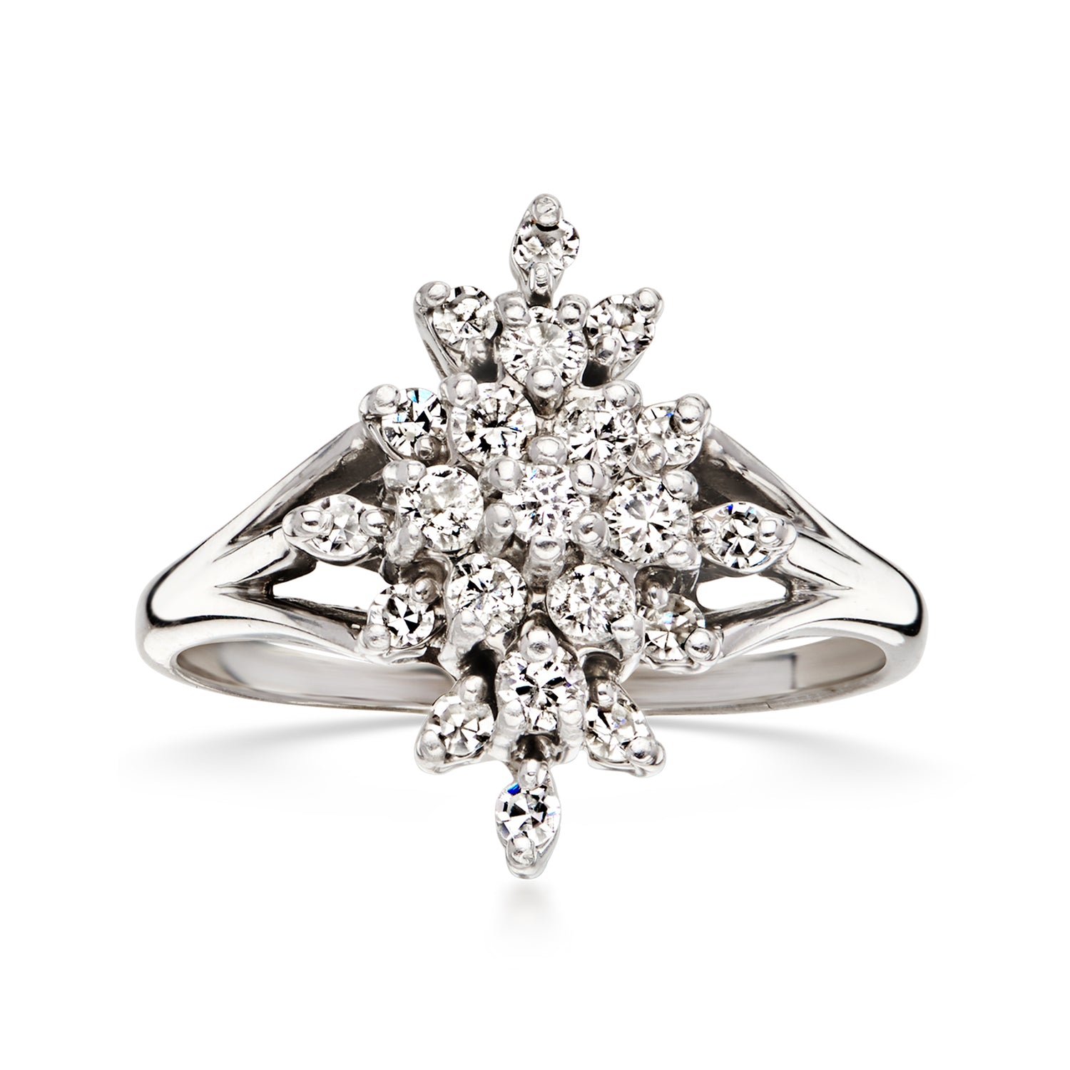 C. 1950 Vintage .33 ct. t.w. Diamond Cluster Ring in 14kt White Gold