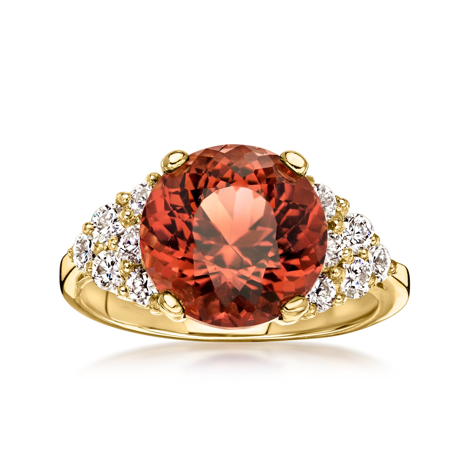 Pre-owned Ross-simons C. 1990 Vintage 3.90 Carat Pink Tourmaline Ring With .60 Ct. T.w. Diamonds In 14kt Yellow Gold