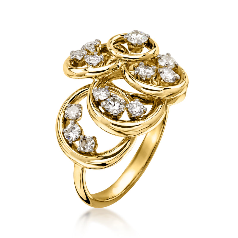 C. 1990 Vintage 1.00 ct. t.w. Diamond Multi-Circle Ring in 14kt Yellow Gold. Size 6.75