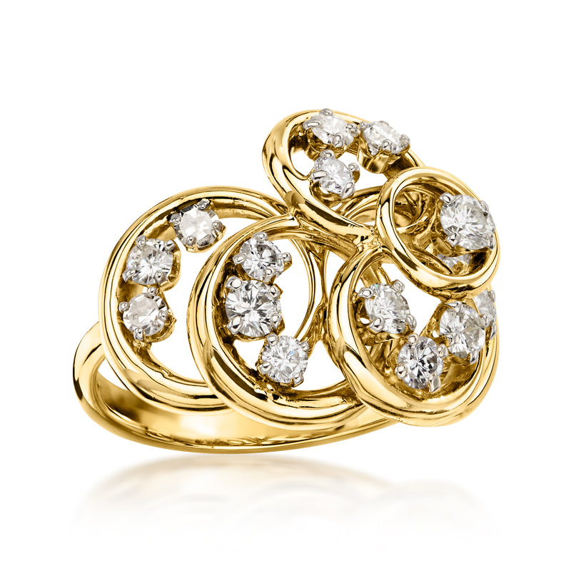 C. 1990 Vintage 1.00 ct. t.w. Diamond Multi-Circle Ring in 14kt Yellow Gold. Size 6.75