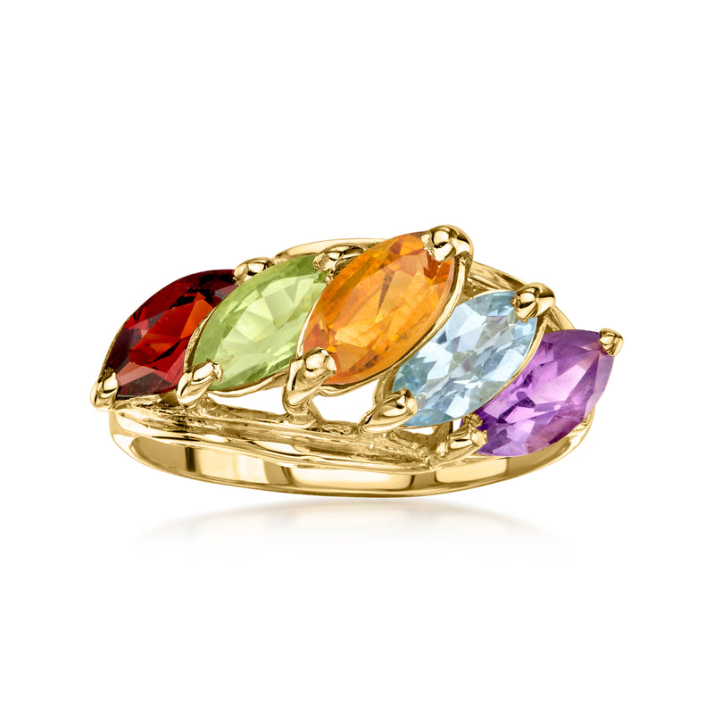 C. 1980 Vintage 3.05 ct. t.w. Multi-Gemstone Ring in 14kt Yellow Gold. Size 7