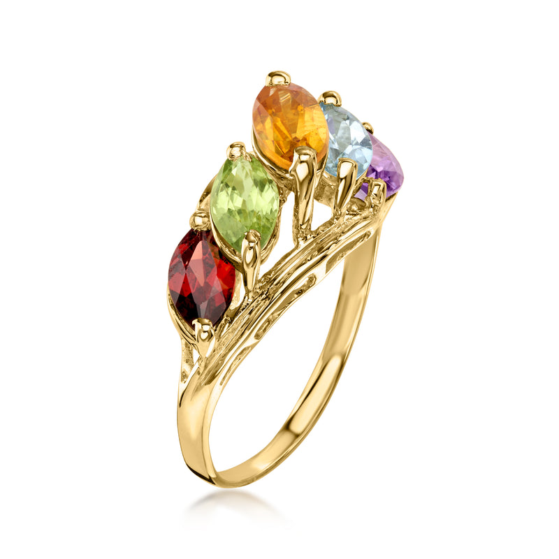 C. 1980 Vintage 3.05 ct. t.w. Multi-Gemstone Ring in 14kt Yellow Gold. Size 7