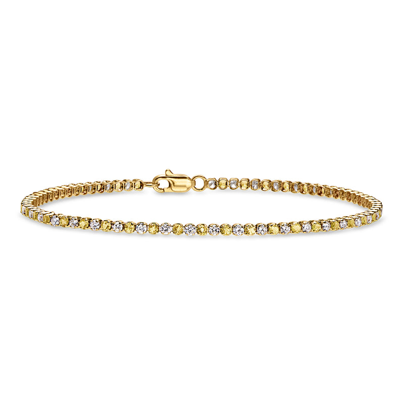 1.10 ct. t.w. Yellow Sapphire and 1.06 ct. t.w. Lab-Grown Diamond Tennis Bracelet in 14kt Yellow Gold