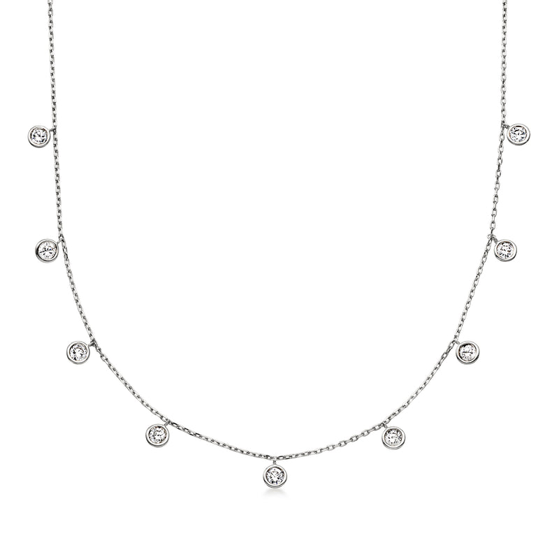 1.00 ct. t.w. Lab-Grown Diamond Station Drop Necklace in Sterling Silver