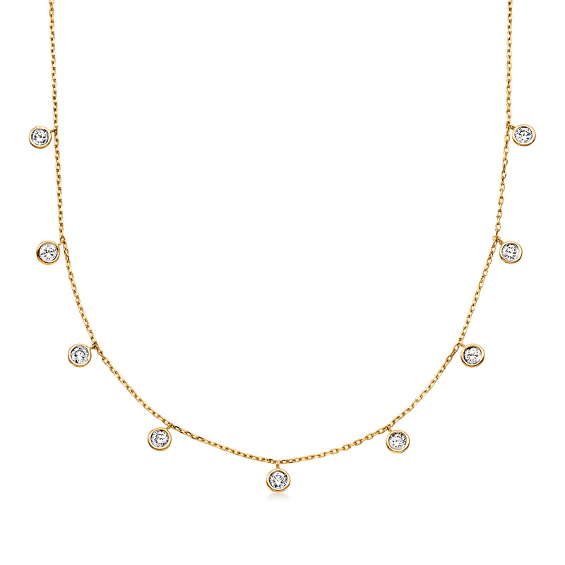 1.00 ct. t.w. Lab-Grown Diamond Station Drop Necklace in 18kt Gold Over Sterling