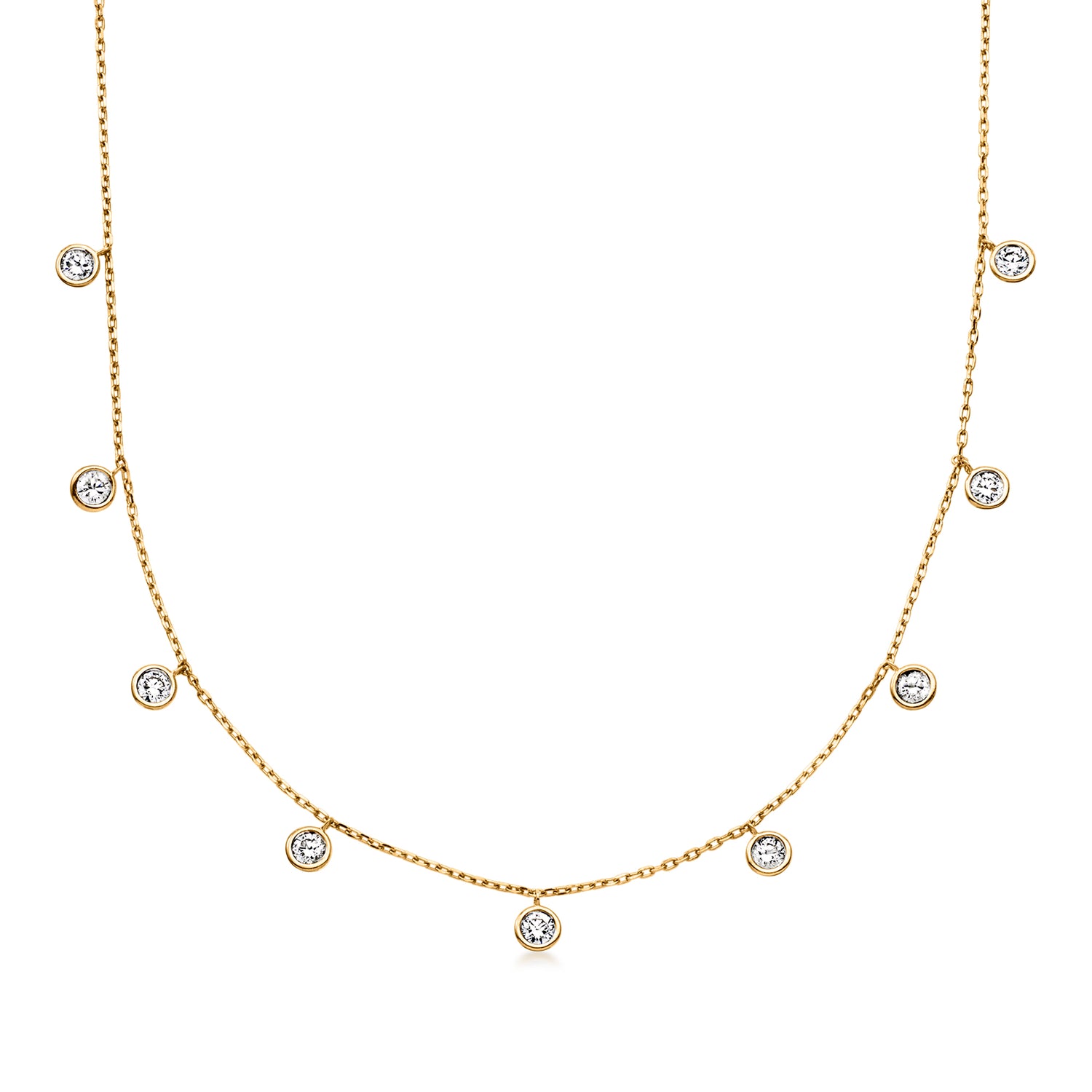 1.00 ct. t.w. Lab Grown Diamond Station Drop Necklace in 18kt Gold Over Sterling