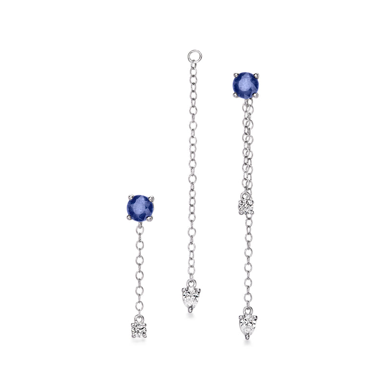 Sterling silver sapphire and lab-grown diamond drop earrings with removable drops