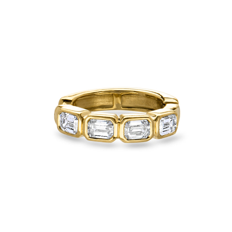 Gold over sterling diamond ear cuff with three emerald-cut stones