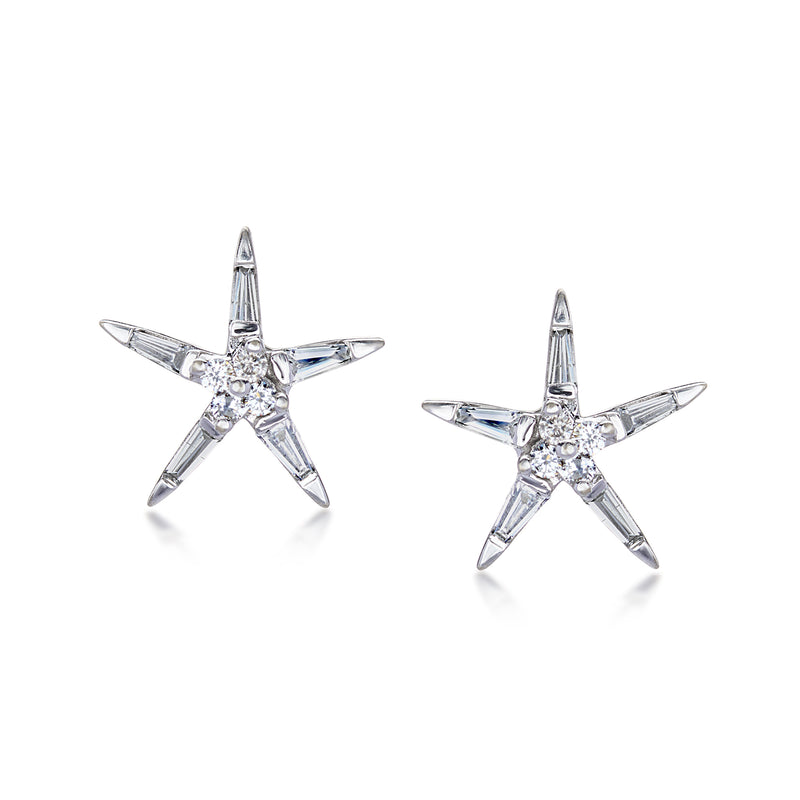 C. 1990 Vintage .54 ct. t.w. Diamond Star Earrings in 14kt White Gold