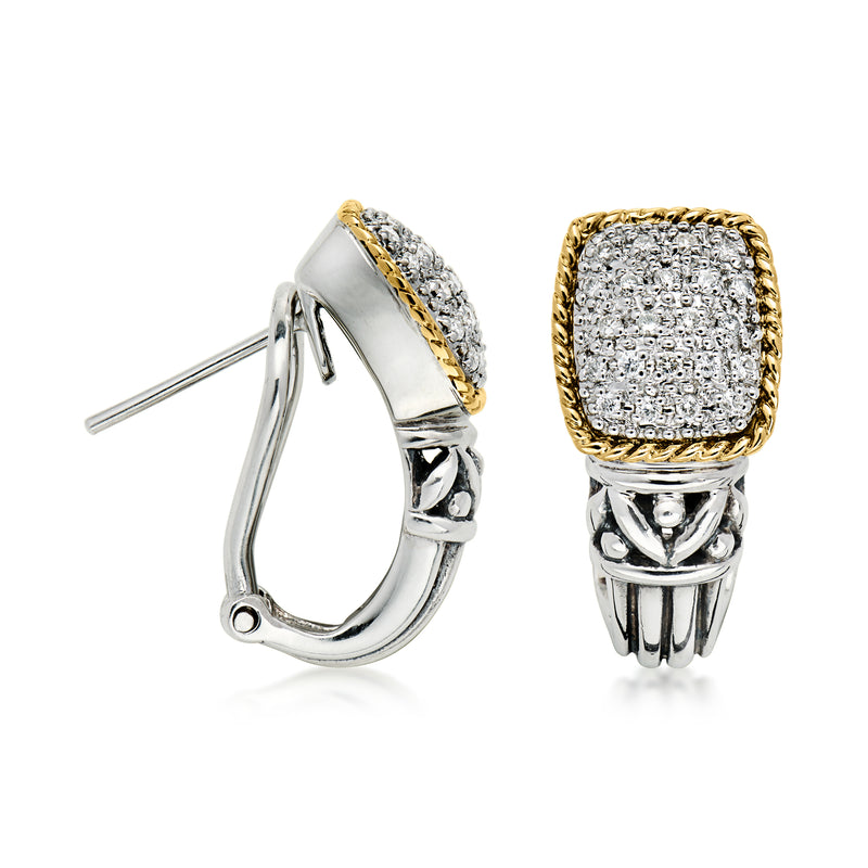 C. 1990 Vintage Effy .50 ct. t.w. Diamond Curved Earrings in Sterling Silver and 18kt Yellow Gold