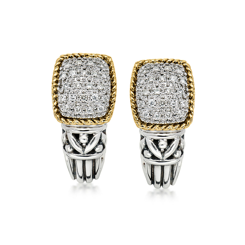 C. 1990 Vintage Effy .50 ct. t.w. Diamond Curved Earrings in Sterling Silver and 18kt Yellow Gold