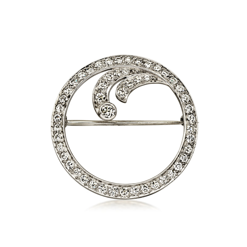 C. 1970 Vintage 1.85 ct. t.w. Diamond Circle Pin in Platinum