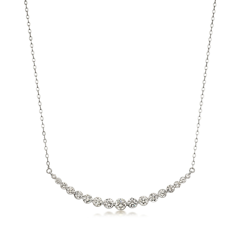 C. 1990 Vintage 1.85 ct. t.w. Diamond Curved Bar Necklace in 14kt White Gold. 18"
