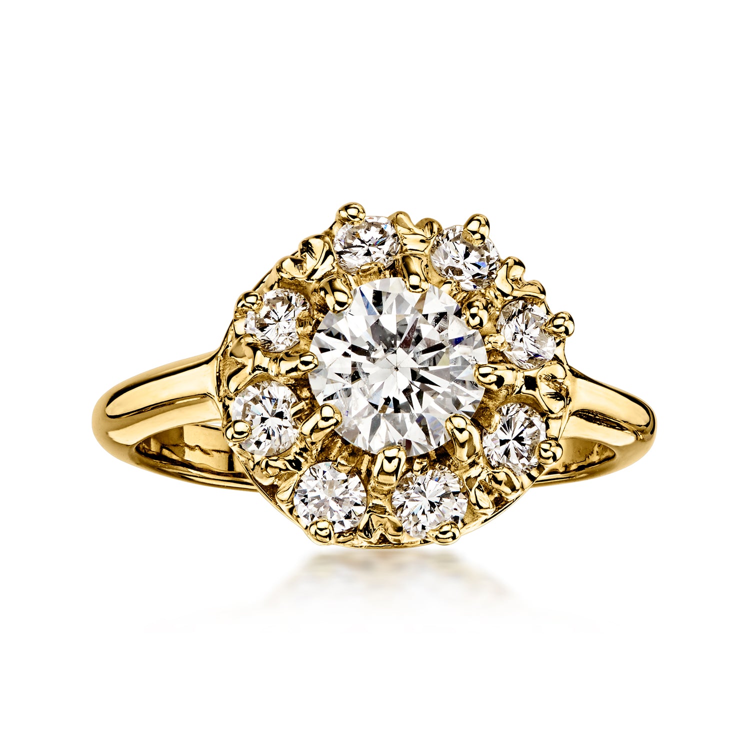 Pre-owned Ross-simons C. 2000 Vintage 1.40 Ct. T.w. Diamond Flower Ring In 14kt Yellow Gold