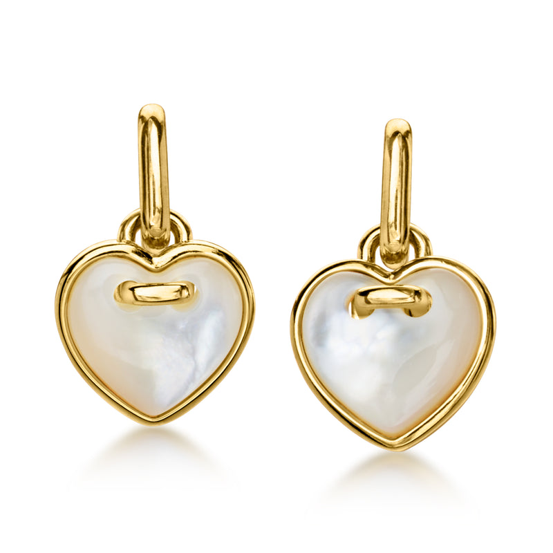 Charles Garnier "Amour" Mother-of-Pearl Heart Drop Earrings in 18kt Gold Over Sterling