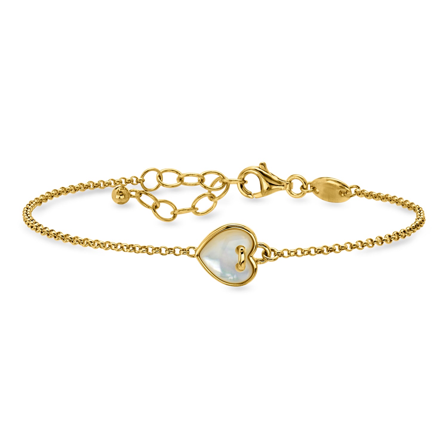 Charles Garnier "Amour" Mother-of-Pearl Heart Station Bracelet in 18kt Gold Over Sterling