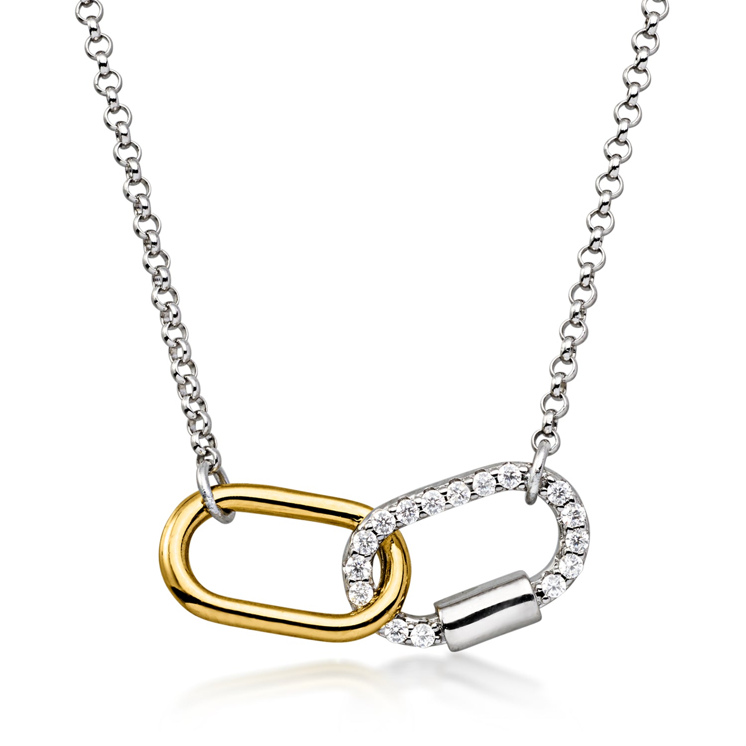 Charles Garnier "Promise" .20 ct. t.w. CZ Double-Link Necklace in Sterling Silver and 18kt Gold Over Sterling