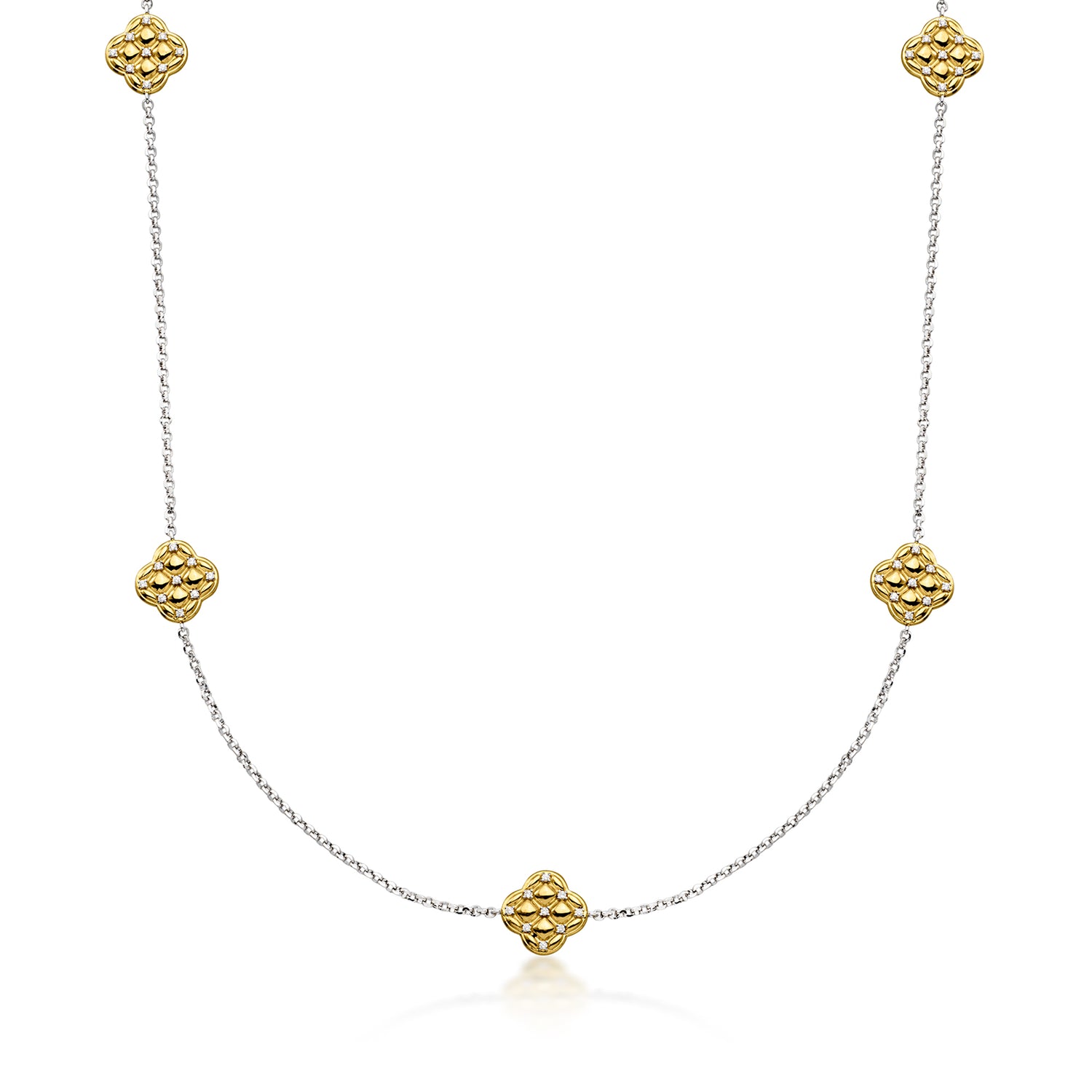 Charles Garnier "Quilted Clover" .20 ct. t.w. CZ Necklace in Sterling Silver and 18kt Gold Over Sterling