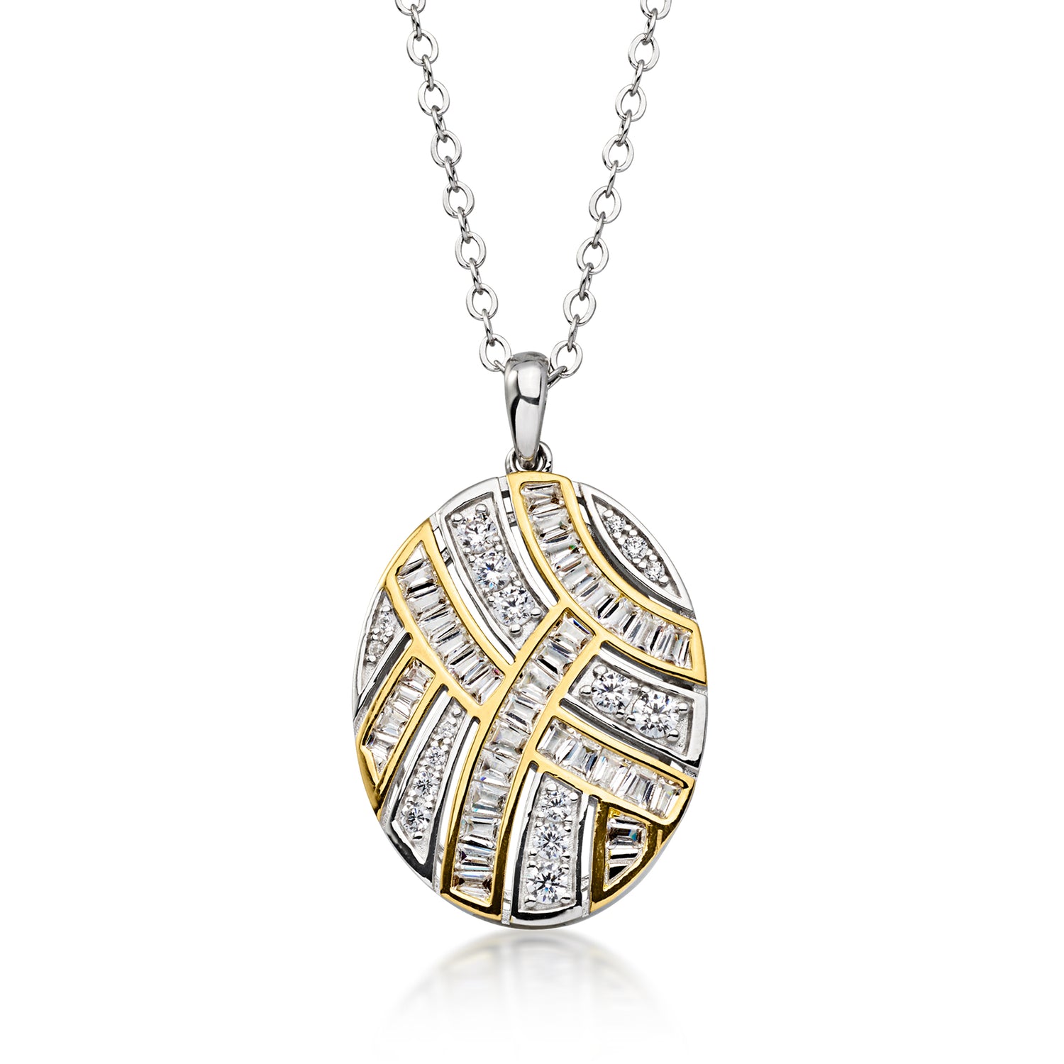 Charles Garnier 1.40 ct. t.w. CZ Oval Pendant Necklace in Sterling Silver and 18kt Gold Over Sterling