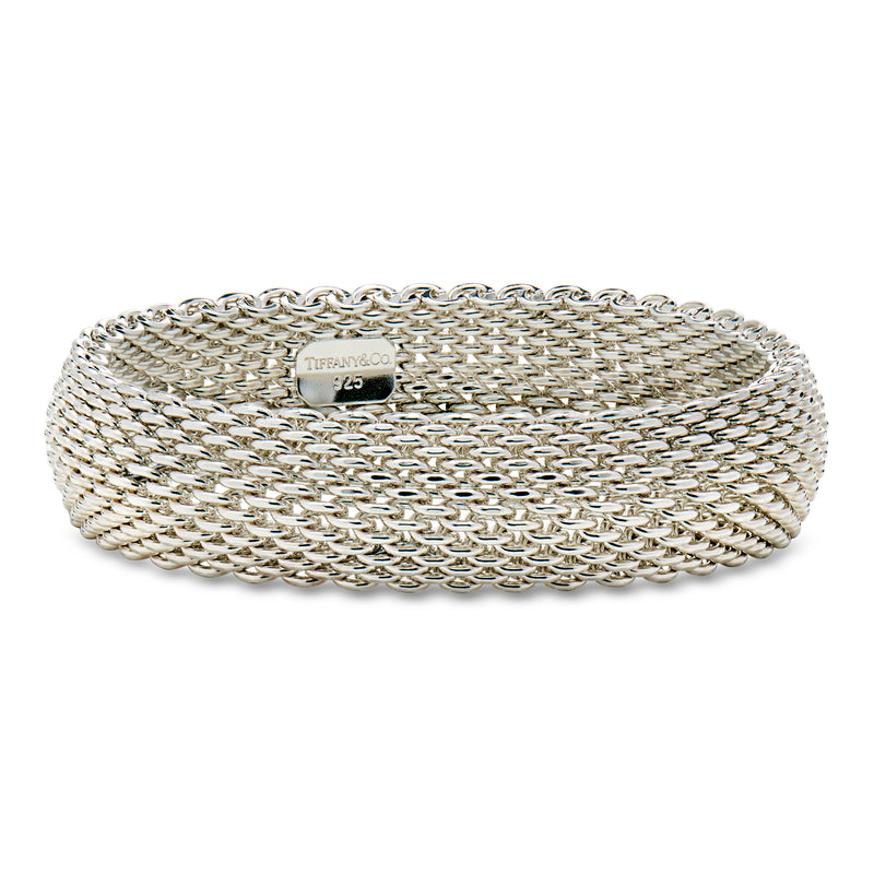 C. 1990 Vintage Tiffany Jewelry Sterling Silver Mesh Bracelet. 8"