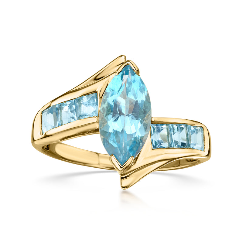 C. 1990 Vintage 3.25 ct. t.w. Swiss Blue Topaz Ring in 14kt Yellow Gold. Size 8