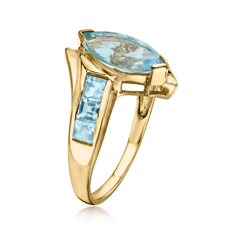 C. 1990 Vintage 3.25 ct. t.w. Swiss Blue Topaz Ring in 14kt Yellow Gold. Size 8