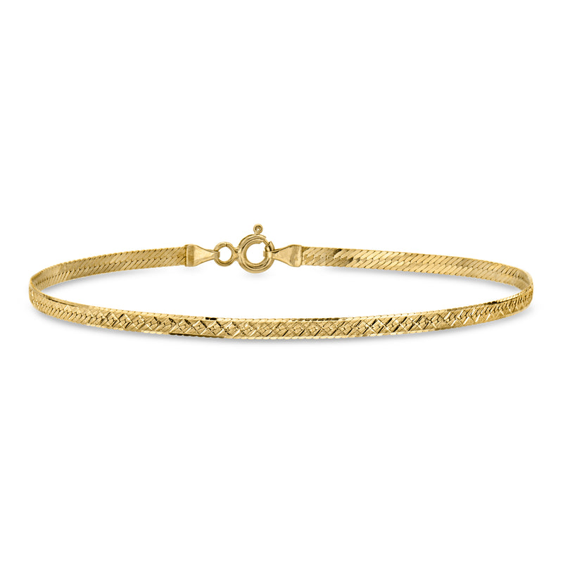 C. 2000 Vintage 14kt Yellow Gold Herringbone Bracelet. 7"