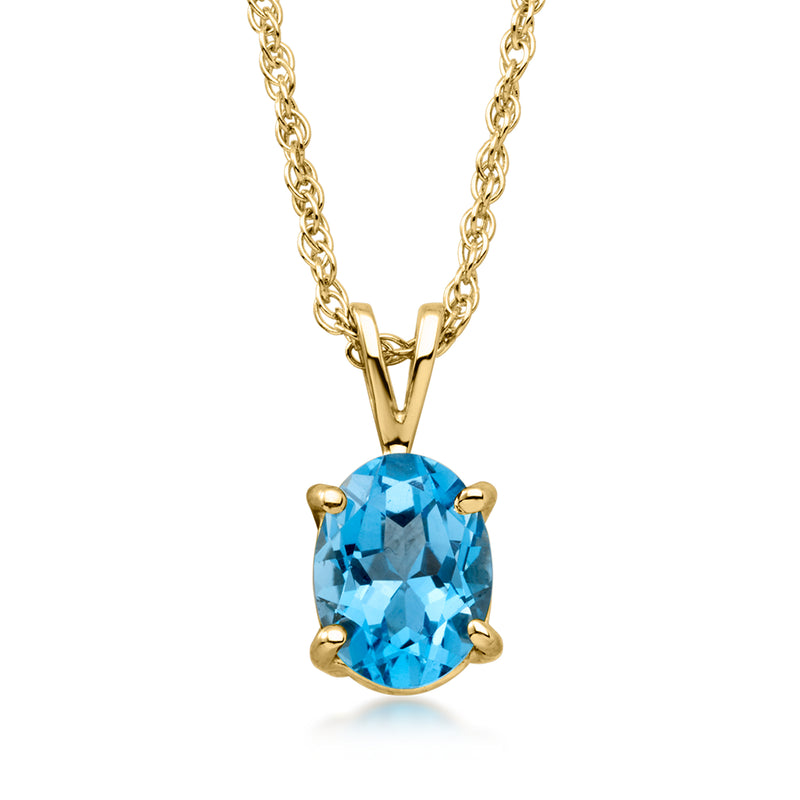 C. 1990 Vintage 1.50 Carat Swiss Blue Topaz Pendant Necklace in 14kt Yellow Gold. 18"