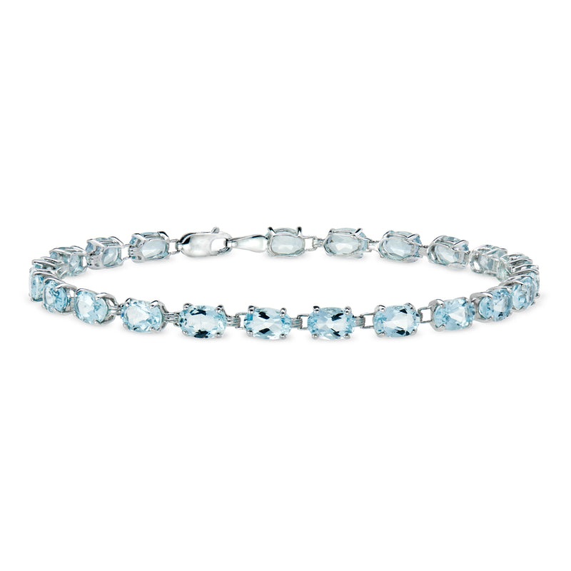 C. 1990 Vintage 8.80 ct. t.w. Aquamarine Tennis Bracelet in 14kt White Gold. 7"