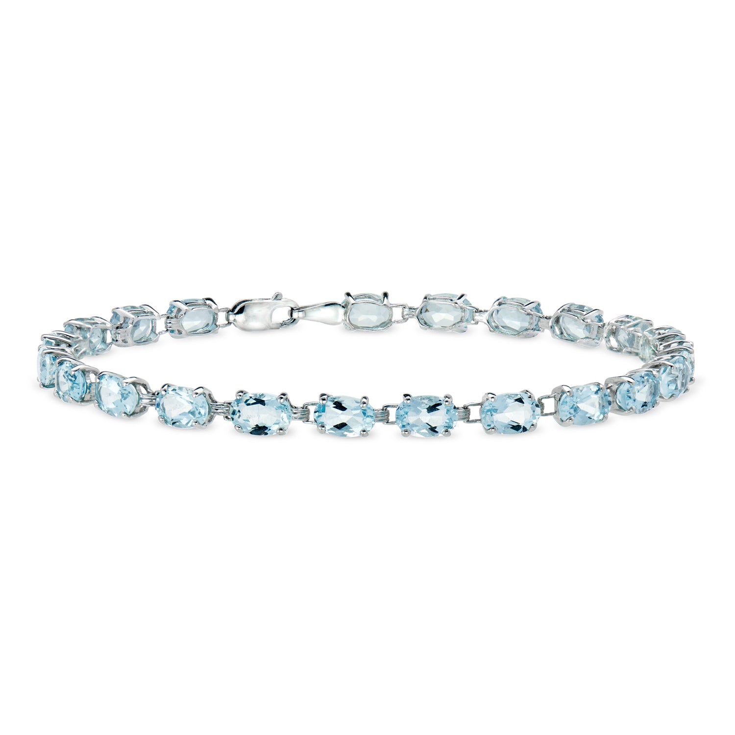 Pre-owned Ross-simons C. 1990 Vintage 8.80 Ct. T.w. Aquamarine Tennis Bracelet In 14kt White Gold In Silver