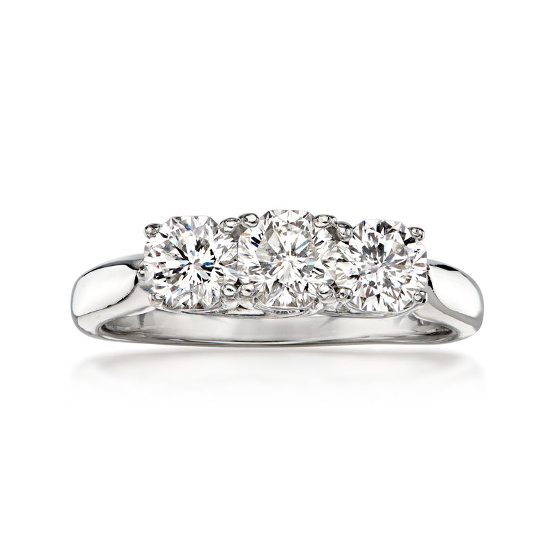 C. 2000 Vintage 1.03 ct. t.w. Diamond Three-Stone Ring in Platinum. Size 6