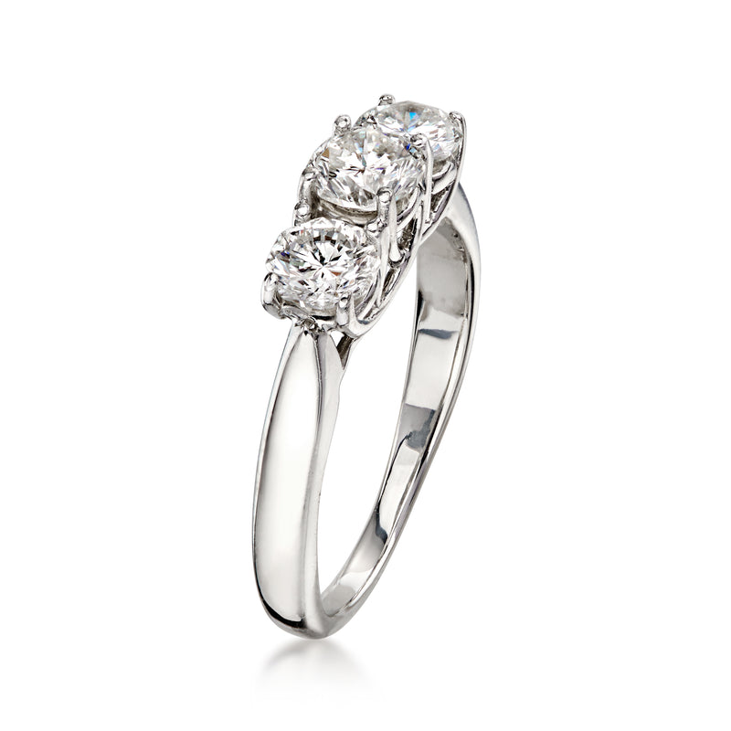 C. 2000 Vintage 1.03 ct. t.w. Diamond Three-Stone Ring in Platinum. Size 6