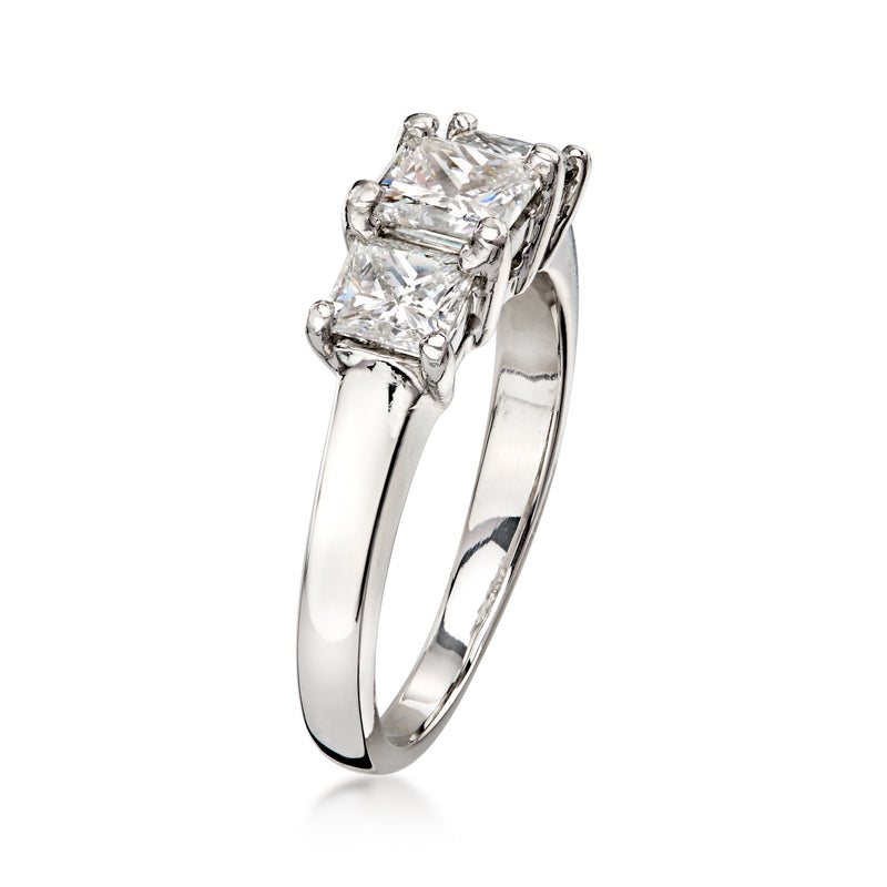 C. 1990 Vintage 1.54 ct. t.w. Diamond Three-Stone Ring in Platinum. Size 6