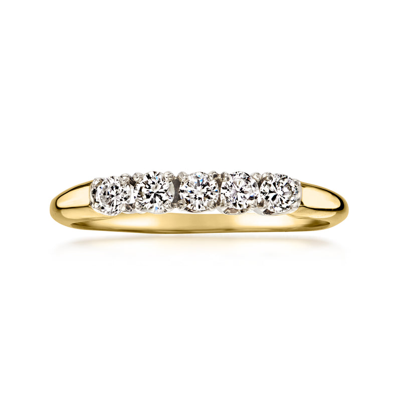 C. 1990 Vintage .50 ct. t.w. Diamond Five-Stone Ring in 14kt Yellow Gold. Size 6