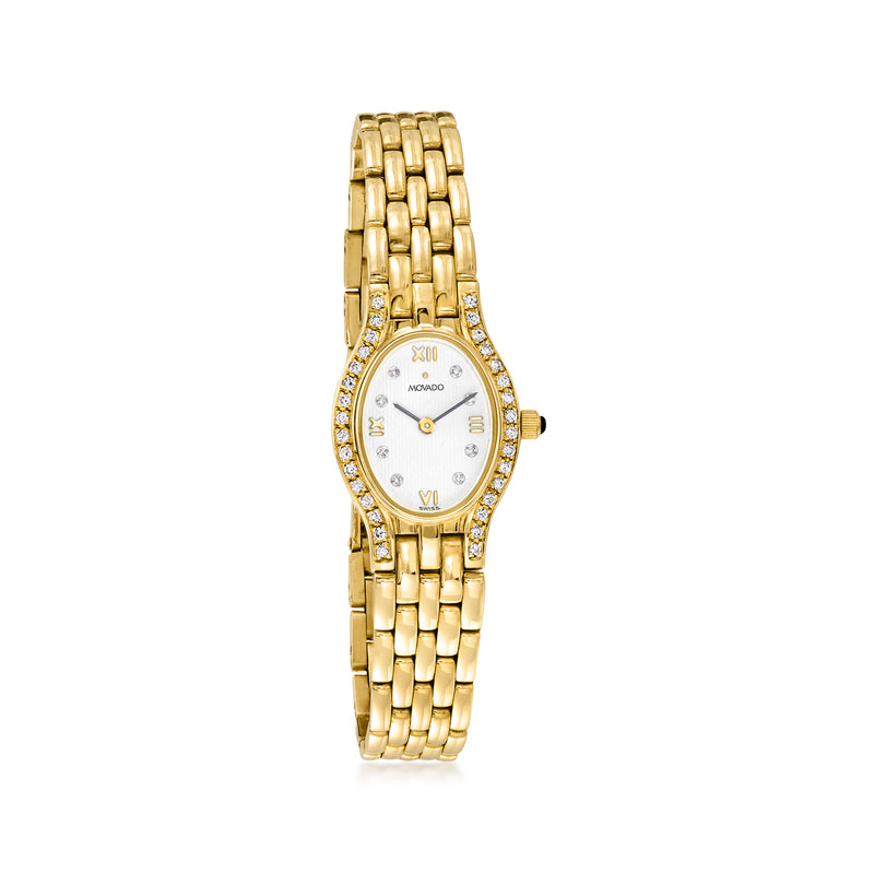 C. 1990 Vintage Movado 14kt Yellow Gold Women's Watch with .50 ct. t.w. Diamonds. 7"