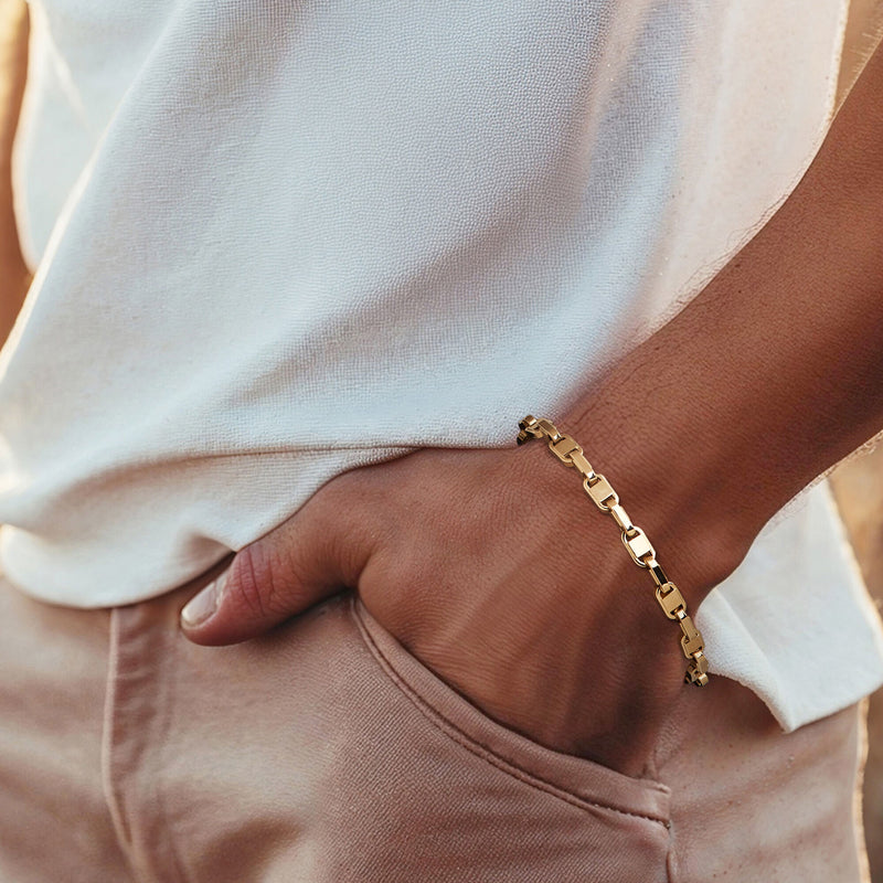 Men's 5.3mm 14kt Yellow Gold Mariner-Link Bracelet