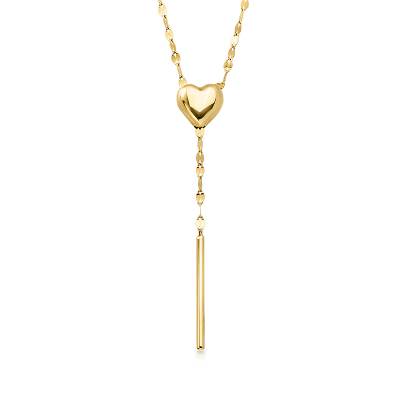 Italian 14kt Yellow Gold Heart Lumachina-Chain Adjustable Lariat Necklace