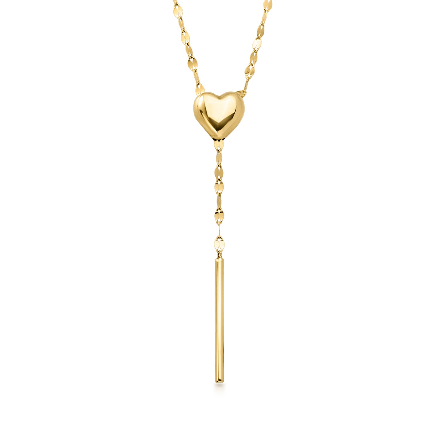 Italian 14kt Yellow Gold Heart Lumachina-Chain Adjustable Lariat Necklace