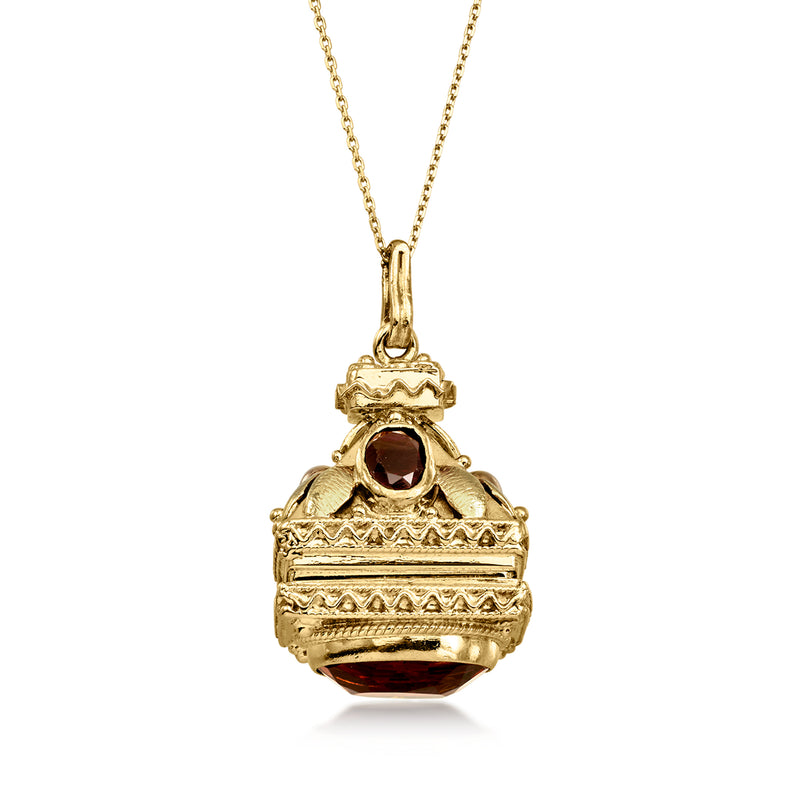 C. 1980 Vintage 7.00 ct. t.w. Citrine Fancy Locket Necklace in 18kt Yellow Gold. 18"